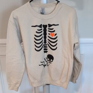 Gildan Cream Skeleton Print Kids Sweatshirt